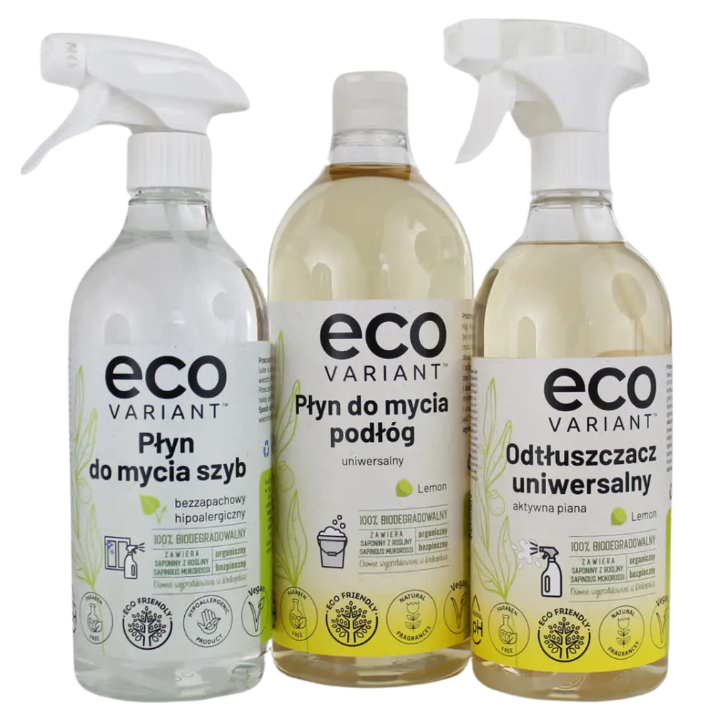 Organiczny płyn lemon do mycia podłóg 1L + odtłuszczacz 750ml + do szyb 750ml